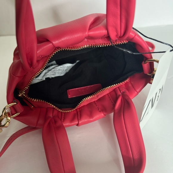 Zara Crossbody Bag handle Pink Fuchsia Mini Rose Gold Bag Soft Mini Purse New - Picture 5 of 16